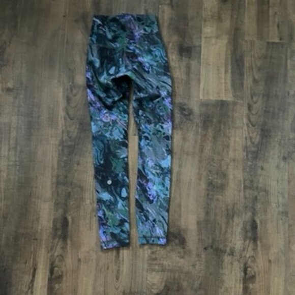 Lululemon Wunder Under High Rise Tight Leggings 25” Size 0 Green Purple Marble - Picture 6 of 8